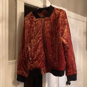 Rust velvet bomber jacket